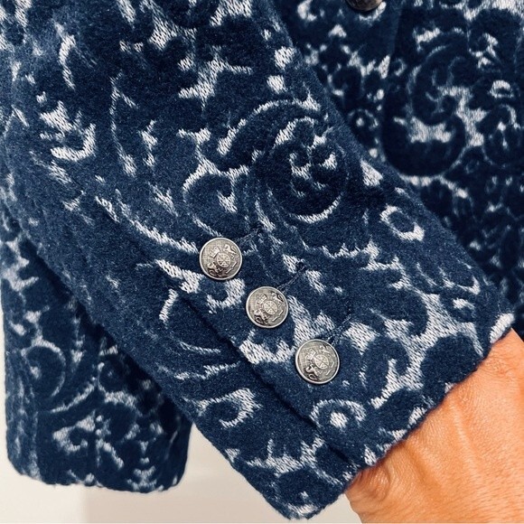 Cabi Navy Blue Jacquard Wool Blend Blazer Style# 109 Women's Size 8 - Picture 7 of 14